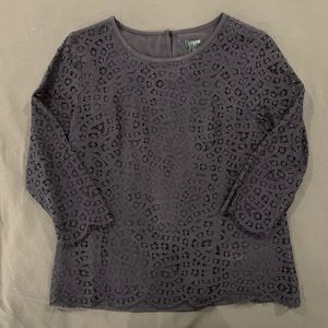 J Crew Black Lace LS Top